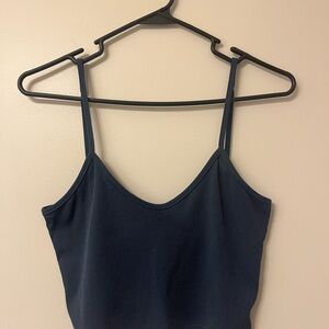 Women's Navy Blue Ribbed Crop Top